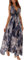 TOPLAZA Robe de Plage Longue Femme Décolleté en V Impression de Plantes Tropicales, Bleu, XL