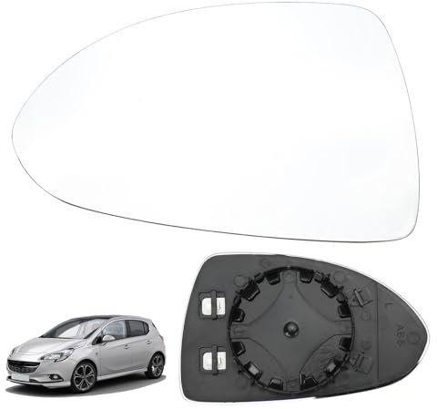 Cristal de espejo reemplazar para Opel Corsa D 07.2006-08.2014 / Corsa E 09.2014-06.2019, Retrovisor exterior ajustable adecuado, lente de marcha atrás espejo de cristal de marcha atrás (Derecho)