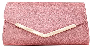 Borsa da sera della frizione di stile della busta di forma di V delle donne per il partito nuziale, Oro Rosa V Scuro, Small