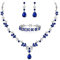 EVER FAITH Schmuck Set für Damen Hochzeit Party Cubic Zirkonia Fashion Floral Blatt Halskette,Baumeln Ohrringe und Tennis Armband Blau Siler-Ton