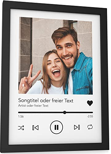 Papierschmiede® Foto als personalisiertes Song Cover Bild, DIN A5 (Rahmen wählbar) Geschenk für Sie und Ihn, Hochzeitstag, Jahrestag, Poster zum Geburtstag, beste Freunde, Musik Titel Artist Album