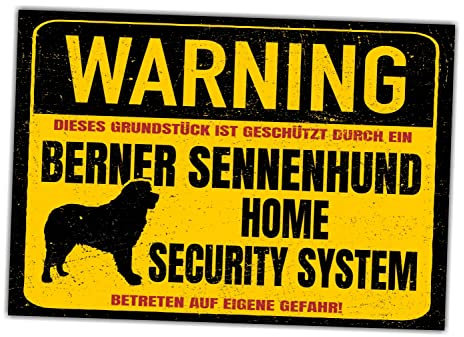Berner Sennenhund Sennen Dog Schild Warning Security System Türschild Hundeschild Warnschild