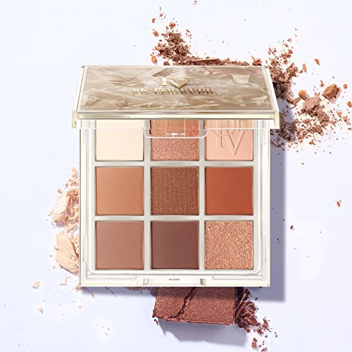 Palette Ombretti, FV Palette di Ombretti, 100% vegana, ultra sfumabile, texture vellutata, 9 colori ricchi con opaco, shimmer, glitter, ombretto occhi a lunga durata(nudes)