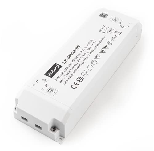 illuburg LED Trafo 24V Dimmbar Triac 12W - 50W für LED Strip Lampe LED Netzteil Treiber Transformator Vorschaltgerät Driver