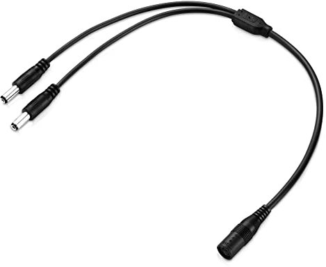 conecto, adaptateur de connecteur cylindrique, répartiteur en Y basse tension, 1 x prise 5,5 x 2,1 mm vers 2 x 5,5 x 2,1 mm, 40 cm, noir