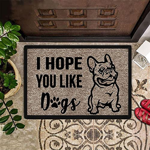 Door Mat Indoor Entrance Porch Welcome Flannel Bathmat Doormat Home Decor Adorable Frenchie I Hope You Like Dog Home Decor Housewarming Decor 24x16 Inch