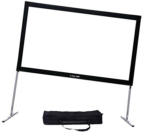 SCREENPRO 120inch Projector Screen with Stand, Fast Outdoor Movie Screen for Patio with Adjustable Leg(33-51),16:9 HD 4K Projector Screen for Yard Camping with Portable Carry Bag