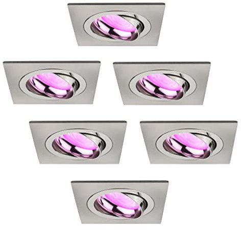 Ledvion - 6X SMART LED Einbauspots Sevilla, Dimmbare, RGBWW, WiFi, Edelstahl, 2 Jahre Garantie