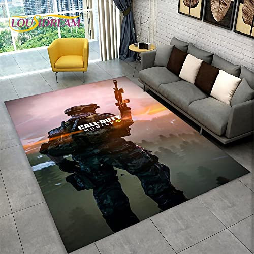 YZGAH Cod, Call of Duty Spiel, Gamer Bereich Teppich, 160X230CM, Moderner Teppich für Wohnzimmer, Schlafzimmer, Sofa Fußmatte Dekoration, Kid Play rutschfeste Bodenmatte 3D P6108
