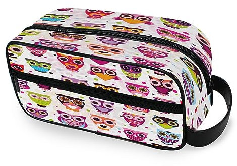 Tragbare Kulturtasche Eule Tier Niedlich Reise Waschtasche Multifunktions Kosmetiktasche Make-up-Tasche Aufbewahrungstasche für Frauen Männer Jungen Mädchen, multi