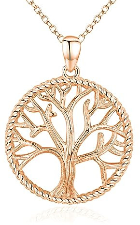 Tree of Life Necklace Rose Gold 925 Sterling Silver Family Tree of Life Pendant Necklace Jewellery for Women Girls…