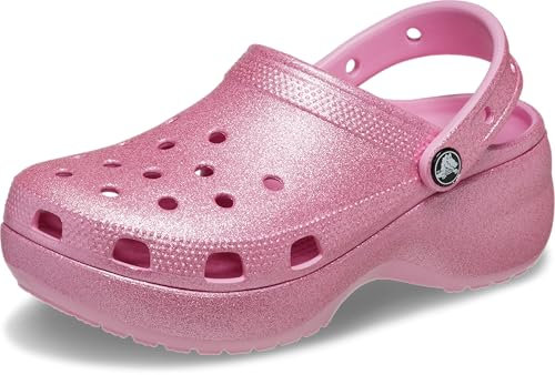Crocs Sabots Classiques à Plateforme à Paillettes pour Femme, Tweed Rose, Pointure 38