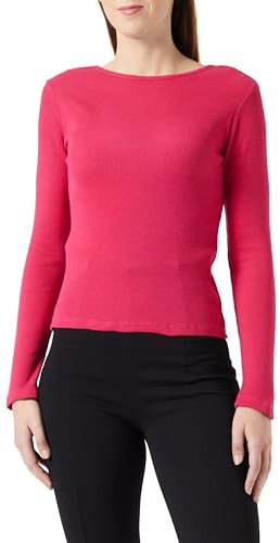 Trendyol Donne A Righe Maniche Lunghe Sottile La Camicetta Blouse, Fucsia, XL Donna