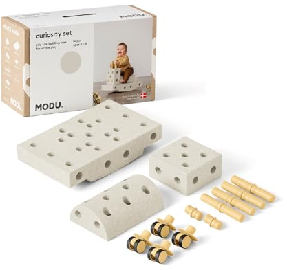 Das MODU Curiosity Set | Sand Grey & Honey Yellow | Bauspielzeug in Lebensgröße | 10+ Bauideen für aktives Spiel & Motorik | Rutscher & Balance-Spielzeug | Kreatives Spiel, 0-6 Jahre