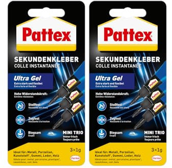 Pattex Sekundenkleber Ultra Gel Mini Trio (2er Pack (2x 3g))