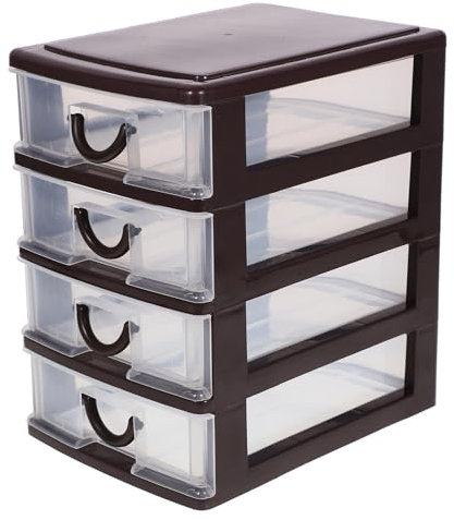 4 Layer Plastic Translucent Storage Box, Multifunctional Drawer Organizer for Desk Tidy, Craft Supplies, Cosmetics, Home Office Storage Solution