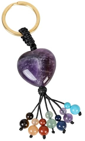 KYEYGWO 7 Chakra Kristall Schlüsselanhänger Unisex | Heilsteine Edelstein Schlüsselring Deko Glücksbringer Taschenanhänger Amulett Liebe Geschenke Damen Herren