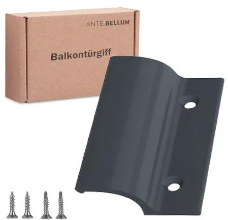 Ante bellum Balkontürgriff - Vielseitiger Aluminium Türgriff für Balkon-, Terrassen- und Fliegengittertüren, Terrassentür Griff incl. Schrauben, einfache Montage ohne Bohren (RAL 7016)
