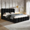 MOTIVENA Grand Bubble Bett 140x200, Polsterbett 140x200 Samt, mit Bettkasten, mit Stauraum, mit Lattenrost, mit Kopfteil, ohne Matratze, Schwarz
