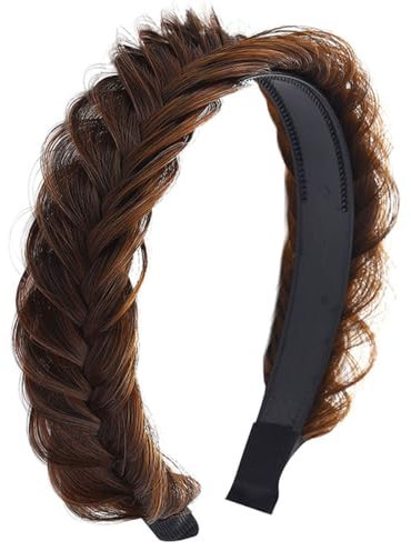 scicent Haarreif Geflochten Haarreifen Zopf synthetisches Haar geflochtenes Stirnband breite geflochtene Zöpfe elastische Stretch Haarteil für Frauen Mädchen Beauty-Accessoire (Hellbraun) - 5707