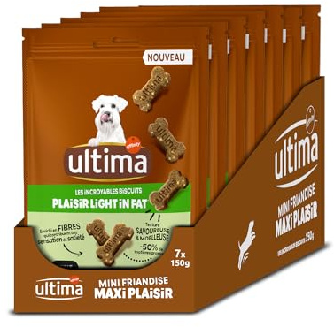 Ultima Friandises pour Petits Chiens Adultes - Incredible Biscuits Plaisir Light in Fat* - Lot de 7 x 150g