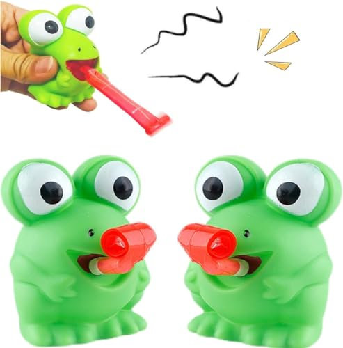 2 pcs Anti Stress Spielzeug, Squeeze Spielzeug, Stressabbau Spielzeug Squeeze, Pop Out Toys Streckt Die Zunge Heraus, Lustiges und Urkomisches Geschenk für Kinder Erwachsene (Frosch)