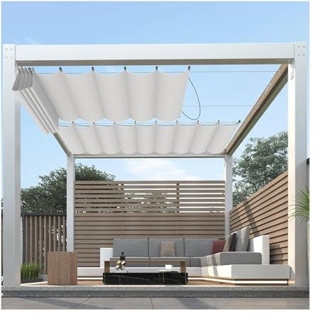 Cubierta de toldo retráctil, pérgola para Exteriores, Cubierta de Sombra para Patio de Piscina, Vela de Sombra Ondulada ,Vela de Sombra telescópica,Sombra,Respirable (Size : W1.2*L3m/W3.93*L9.84ft)
