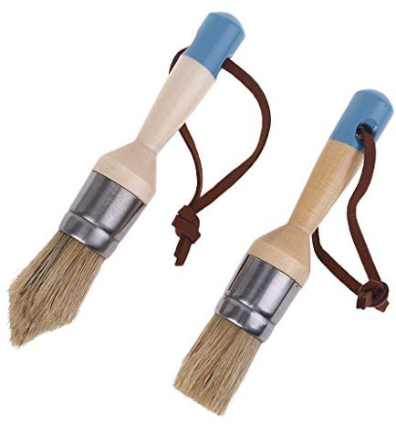 2 Pcs Round And Pointed Natural Bristle Chalk Wax Paint Brush Painting Waxing Tool For Home Decor Wood Projects Acrylic Painting Brushes Large