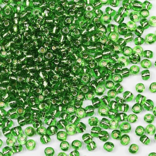 VOOMOLOVE Bulk Seed Beads 110g (1600pcs) 4mm 6/0 Light Green Glass Craft Beads for Jewelry Making