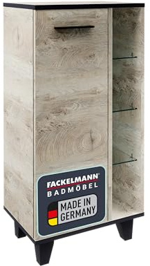 FACKELMANN TE-A Midischrank 47 cm mit Füßen, Braun hell – Stilvoller Stauraum im Nature Oak Design für Dein Badezimmer