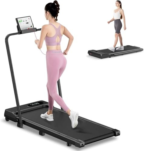 Dskeuzeew Tapis Roulant Elettrico Pieghevole Salvaspazio Walking Pad 8 km/h Extra Large (39 cm), Telaio Rinforzato, Schermo LCD (Nero)