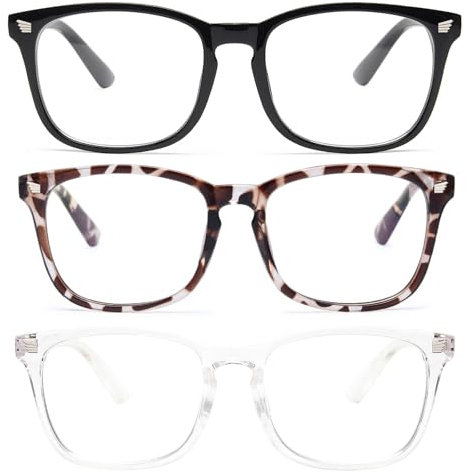ZSRVAJ 3 Pcs Fashion Glasses Women, Blue Light Blocking Glasses, Blue Light Glasses Womens, Fake Glasses Clear Lens Anti Blue Light Reading Glasses for Women Men Computer Glasses