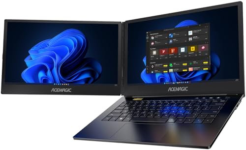 ACEMAGIC X1 PC Portatile Doppio Schermo,Processore In-tel i7-1255U(10 core e 12 thread),14 Pollici Notebook Piegatura a doppio schermo a 360°, RAM 16GB,1TB SSD(Fino a 2 TB),WiFi6,Win 11,1920 * 1080