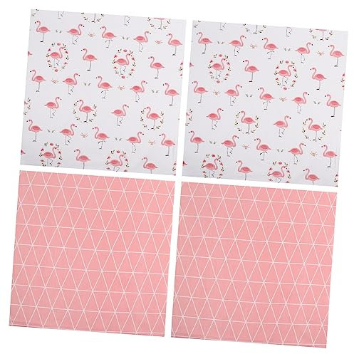 CORHAD Lot De 4 Feuilles De Tissu De Matelassage 50 X 50 Cm Motif Flamant Rose Fournitures De Matelassage Patchwork En Coton Mètre