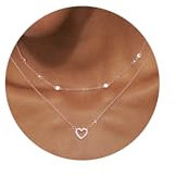 CASSIECA 2 Stück Herz Halskette Damen Silber 925 Kette Herz für Frauen Mädchen Süßes Silberkette Damen mit CZ Herz Anhänger Rosegold Herzkette Schmuck Weihnachten Geburtstag Geschenke