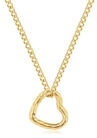 GAVU Collier Bague Femme, Pendentif Cœur Or, Collier Plaqué Or, 45cm
