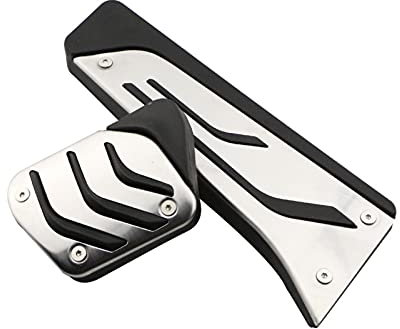 Pizgear Repose-pédales en acier inoxydable, for BMW, X1 X3 X4 X5 X6 1 2 3 5 6 7 M3 E39 E46 E87 E90 E91 E92 Z4 F30 F20, style de voiture Fedals de pied de frein(AT 2 Pieces)