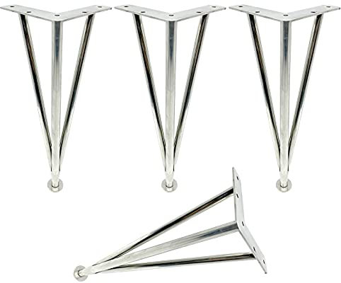 Pieds de meubles réglables et robustes en acier inoxydable pour canapé, bureau, table à manger, 35 cm, pieds de rechange pour placard et lit - Argenté