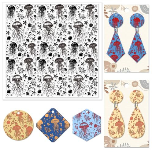CHGCRAFT Quallen Polymer Clay Textur-Blätter Muscheln Koralle Silikon Textur Stempel Ton Textur Matte Blume Modellierung Muster Pad Textur Blätter für Polymer Clay Schmuck und Clay Ohrringe Werkzeuge