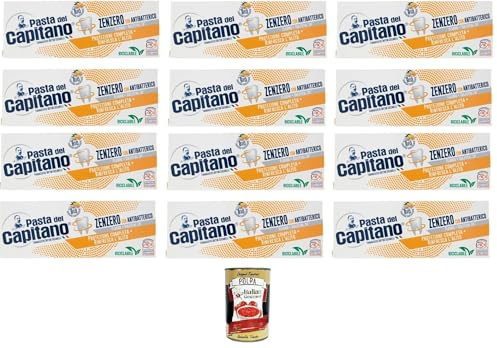 Pasta del Capitano Dentifricio Zenzero Ingwer-Zahnpasta Vollständiger Schutz der Zähne 12x100ml + Italian Gourmet polpa 400g
