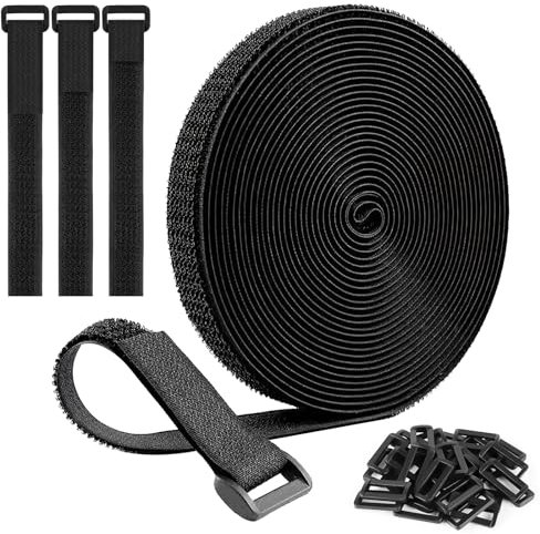 GUIGA 2cm X 5m Attache Cable,Reutilisable Nylon Rouleau Scratch pour Rangement Cable(Avec 30 Boucles), Libre de Couper Rouleau de Scratch pour à la Maison et au Bureau (5M)