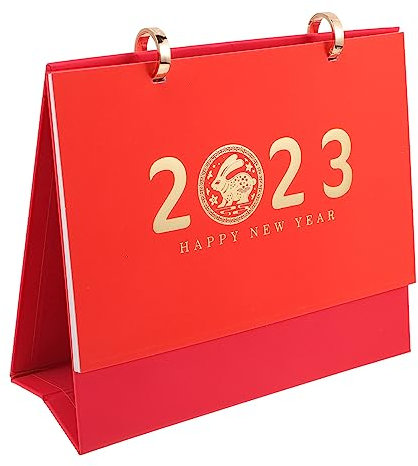Lurrose Tischkalender 2023 Schreibtischkalender Fürs Büro Uhren Digitaluhr Schreibtisch-flip-kalender Tischkalender Umblättern Kalender 2023-2024 Wandkalender Monitor Drehscheibe Eisen Rot