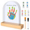 TOGOU2S Empreinte Main Famille 4 Plaques en Plexiglas 5 Couleurs de Pigments, Empreinte Bebe Convient Pour Les Anniversaires La Fête des Mères La Fête des Pères et Les Événements Familiaux