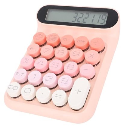 Mechanical Switch Calculator, Basic 10 Digit Desktop Calculator with Detachable Keycaps, Large LCD Display, for Office, School, Business (Pin k)