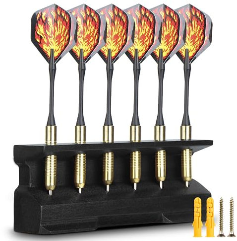 CAMOSE Wood Darts Holder Stand,Wall Mounted Dart Holder,6-Hole Solid Wood Darts Stands -Dart Board Accessories Unique Design,Tabletop Display Darts Gifts for Men