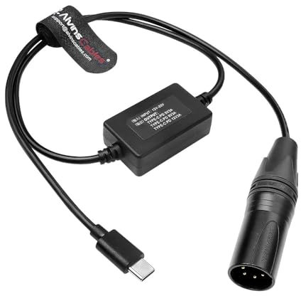 Alvin's Cables XLR 4 PIN Stecker auf Type-C Netzkabel für Canon R5C, für Sony A7SIII FX3, Nikon Z5 Z9 S5, USB-C PD 5V 9V 12V 3A für spiegellose Kameratelefone 60cm