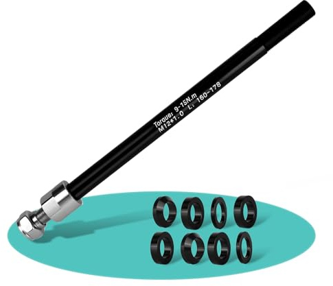 MJFENDAI Steckachse Adapter M12, 164-174 mm Steckachse mit Fahrrad Achsadapter, Fahrradanhänger Steckachse, Einstellbare Schaftlänge mit den meisten Fahrradanhänger kupplungen
