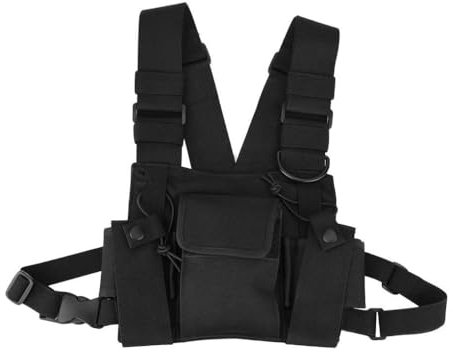 mophrati Walkie Talkie Chest Pack Weste Verstellbare Schultertragetasche Outdoor Wearable Harness PVC Package Rig Pouch Holder