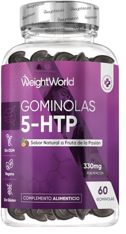WeightWorld 5 HTP Supplement - 330mg per Serving - 60 Gummies - with Lemon Balm & L-Tryptophan - 2 Gummies a Day - 1 Month Supply - Natural Passion Fruit Flavour - 5-HTP Supplement - Vegan-Friendly