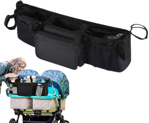Organizer Für Doppelkinderwagen - Wasserdichte und faltbare Organisationshilfe | Kinderwagen Organizer Mit Getränkehalter,Für Reisen Täglichen Gebrauch Baby Zuhause Outdoor Camping